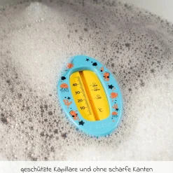 Badethermometer oval mit Markierung für die optimale Badethemperatur, quecksilberfrei - Blau