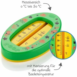 Badethermometer oval mit Markierung für die optimale Badethemperatur, quecksilberfrei - Grün
