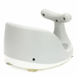 Badewannensitz Wal in ergonomischem Design mit rutschfesten Saugnäpfen inkl. 6er Pack Waschhandschuhe - Grau