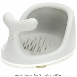 Badewannensitz Wal in ergonomischem Design mit rutschfesten Saugnäpfen inkl. 6er Pack Waschhandschuhe - Grau