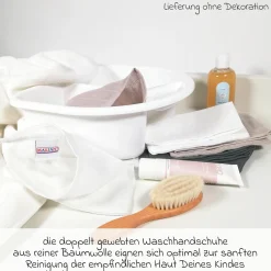 Badewannensitz Wal in ergonomischem Design mit rutschfesten Saugnäpfen inkl. 6er Pack Waschhandschuhe - Grau