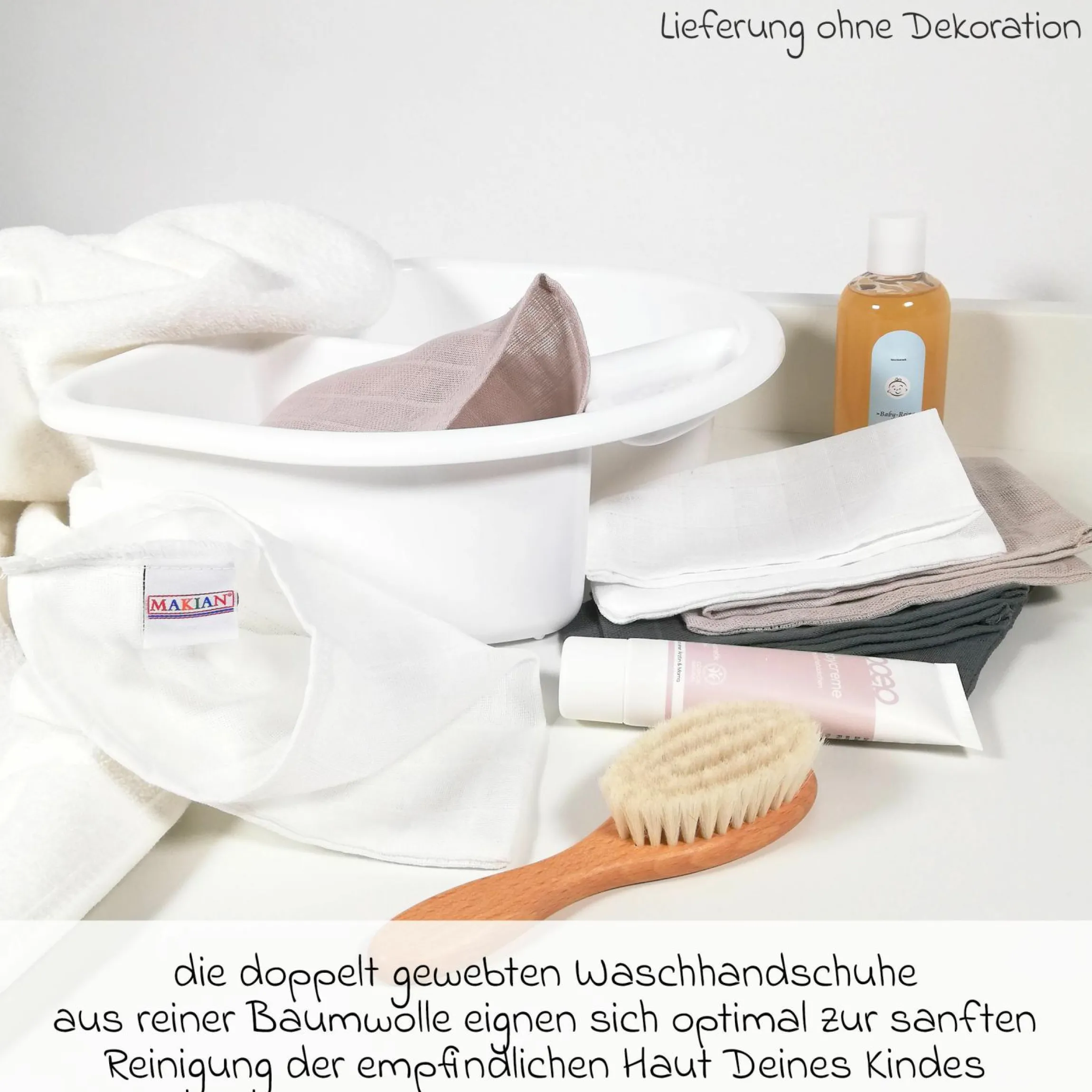 Badewannensitz Wal in ergonomischem Design mit rutschfesten Saugnäpfen inkl. 6er Pack Waschhandschuhe - Grau