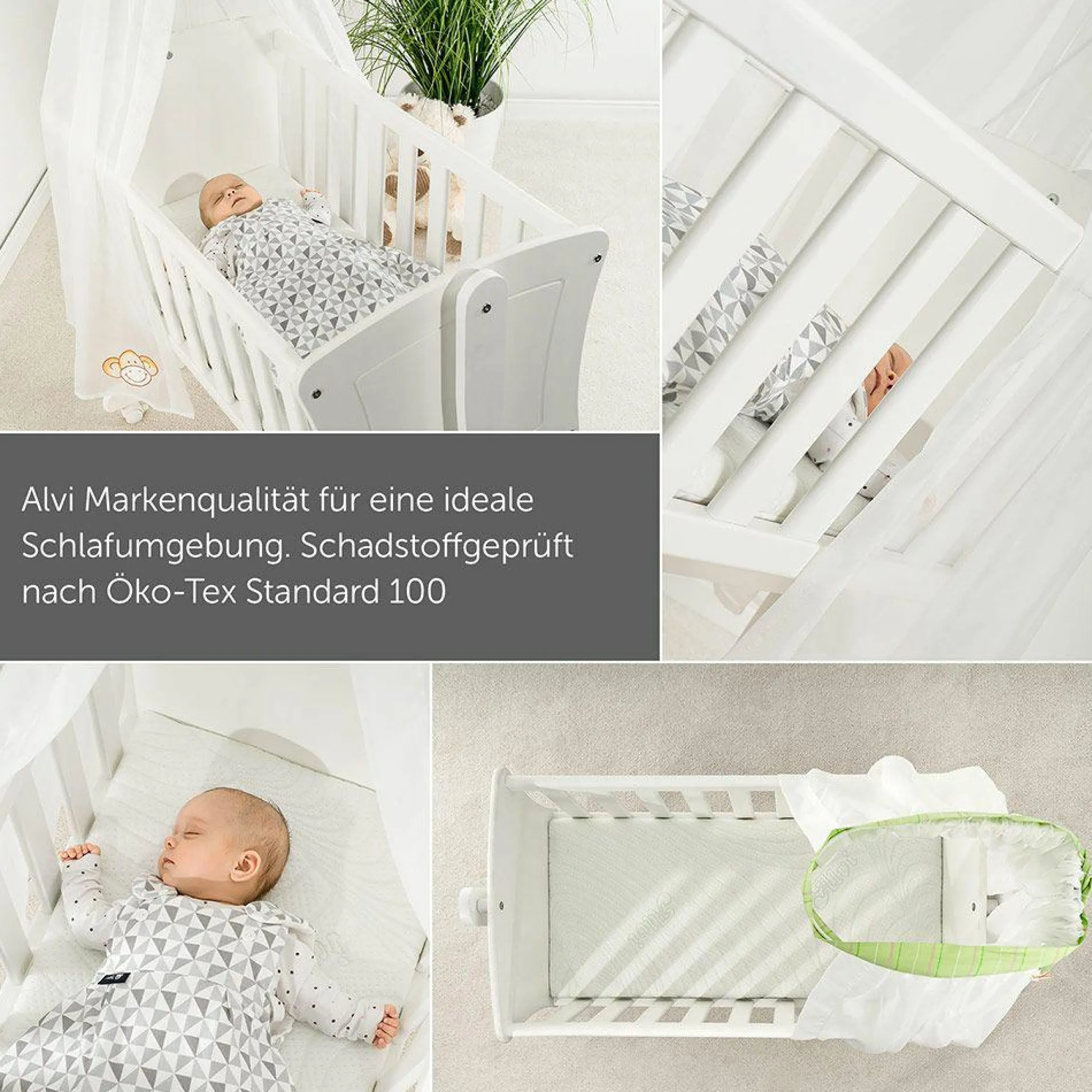 Beistellbett & Wiegen-Matratze mit Nässeschutz und vertikalen Luftkanälen - Tencel & Dry - 90 x 40 cm