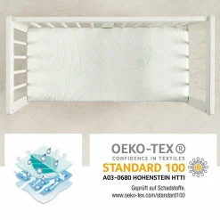 Beistellbett & Wiegen-Matratze mit Nässeschutz und vertikalen Luftkanälen - Tencel & Dry - 90 x 40 cm