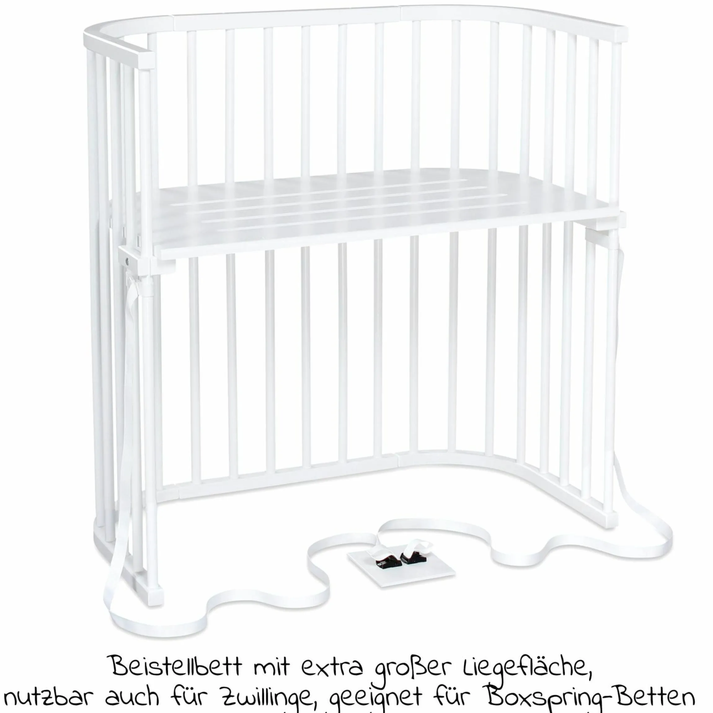 Beistellbett Boxspring - Weiß lackiert - Kollektion 2024