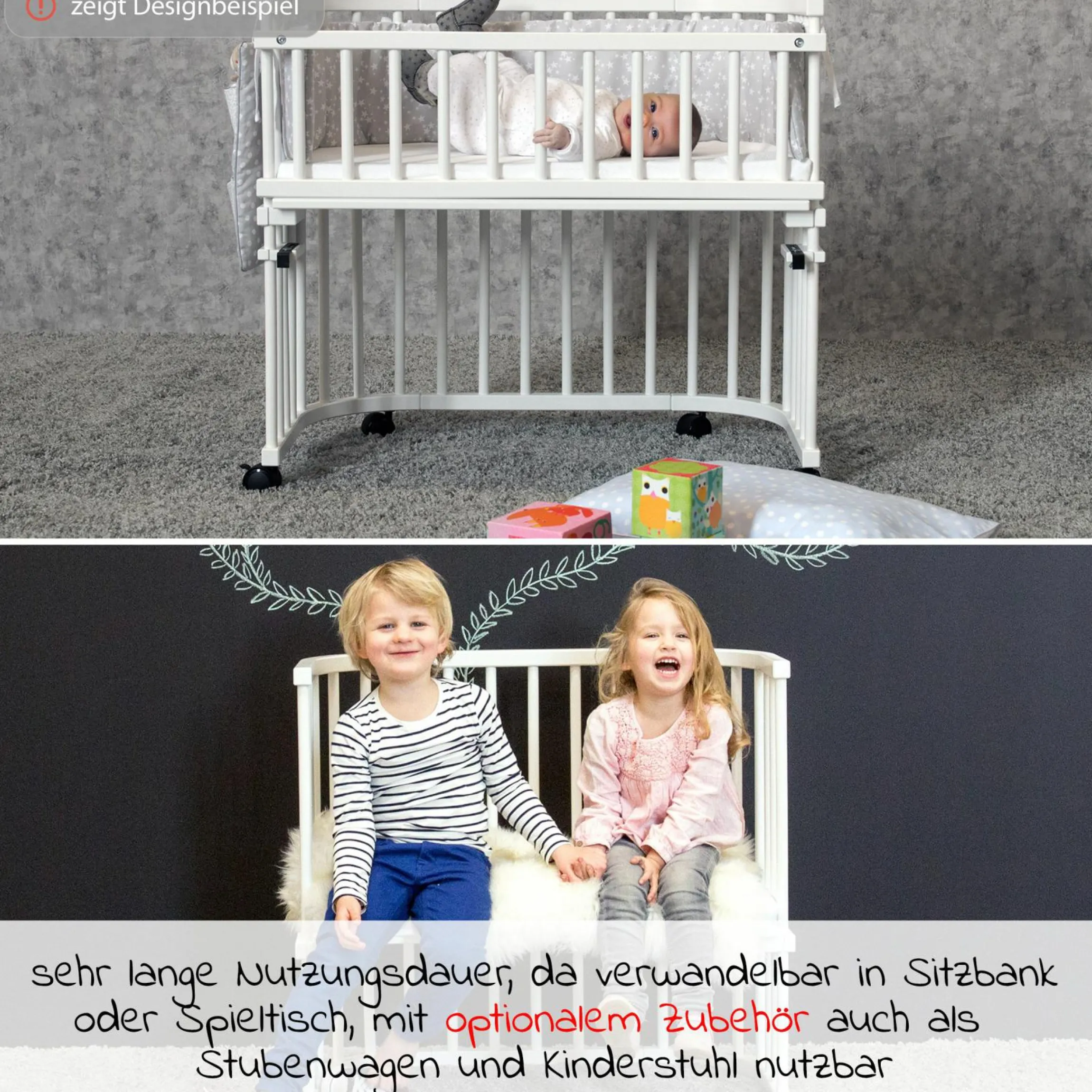 Beistellbett Boxspring Comfort Plus - Weiß lackiert - Kollektion 2024