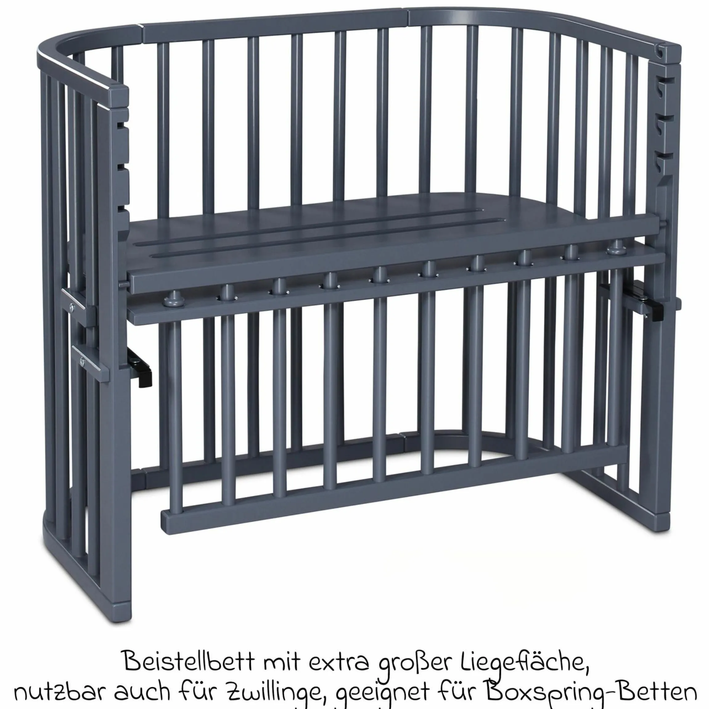 Beistellbett Boxspring Comfort Plus - Schiefergrau lackiert - Kollektion 2024