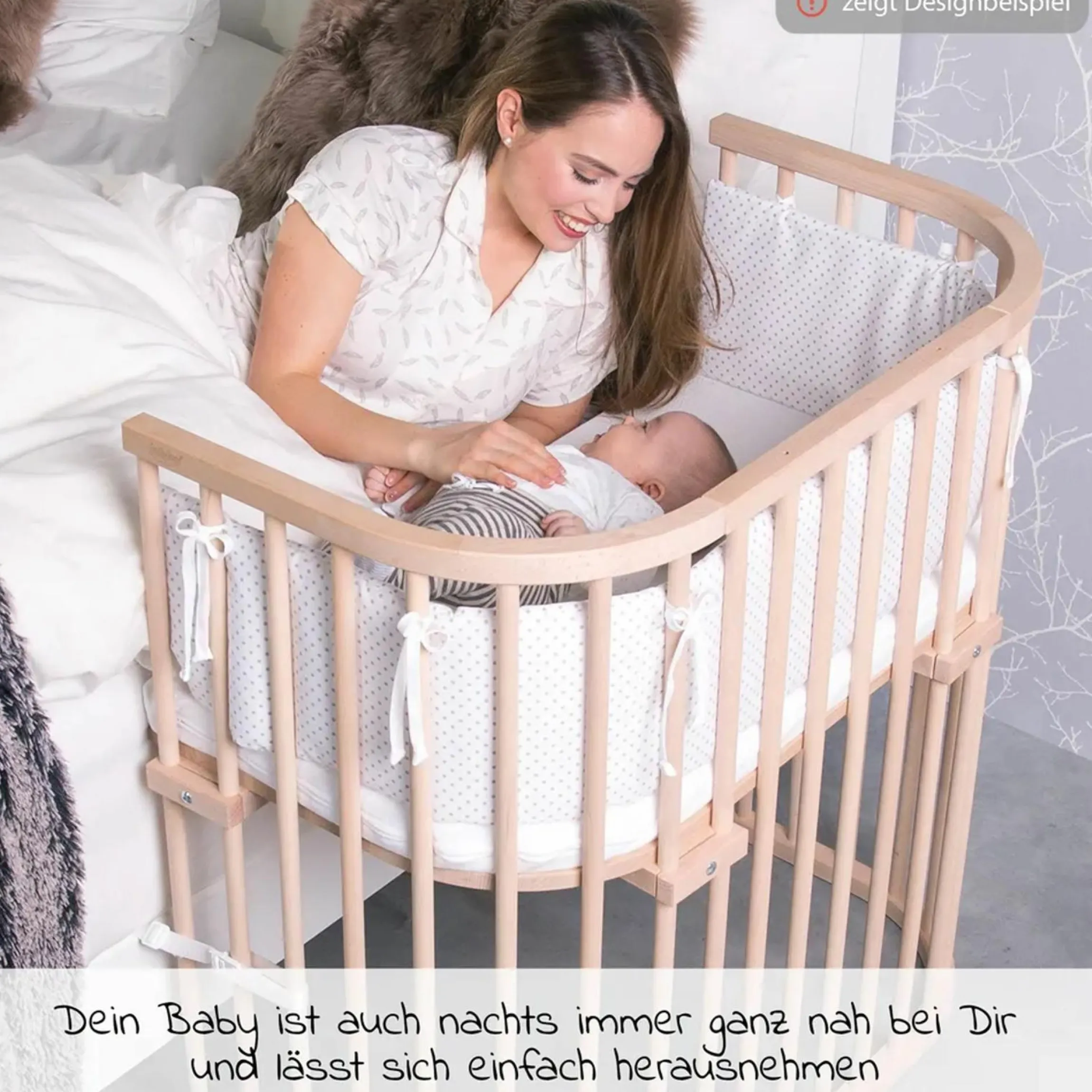Beistellbett Boxspring inkl. Gratis Matratze Classic Soft - Natur unbehandelt - Kollektion 2024