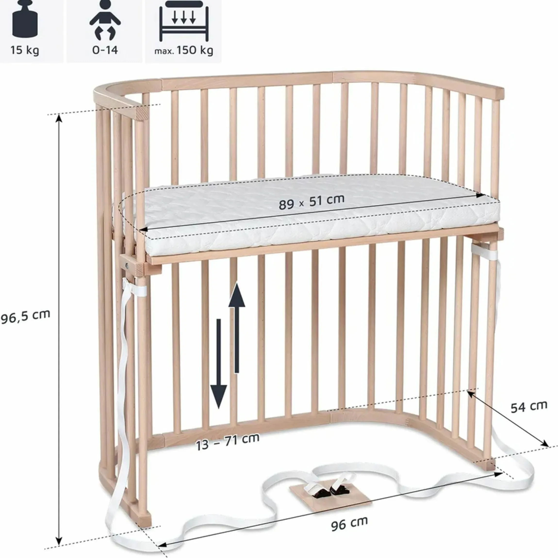 Beistellbett Boxspring inkl. Gratis Matratze Classic Soft - Natur unbehandelt - Kollektion 2024