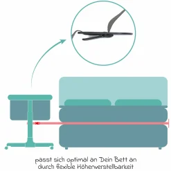 Beistellbett Crip 6-fach höhenverstellbar mit Netzstoff für optimale Luftzirkulation & 4 Rollen - Caramel