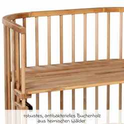 Beistellbett Maxi extra Groß - auch für Zwillinge - Kernbuche geölt - Kollektion 2024