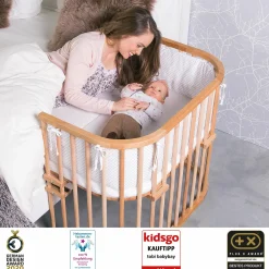 Beistellbett Maxi extra Groß - auch für Zwillinge - Kernbuche geölt - Kollektion 2024