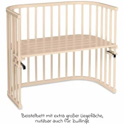 Beistellbett Maxi extra Groß - auch für Zwillinge - Beige lackiert - Kollektion 2024