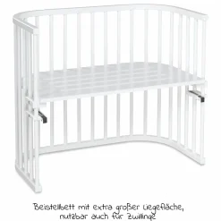 Beistellbett Maxi extra groß - auch für Zwillinge inkl. Gratis Matratze Classic Soft - Weiß lackiert - Kollektion 2024