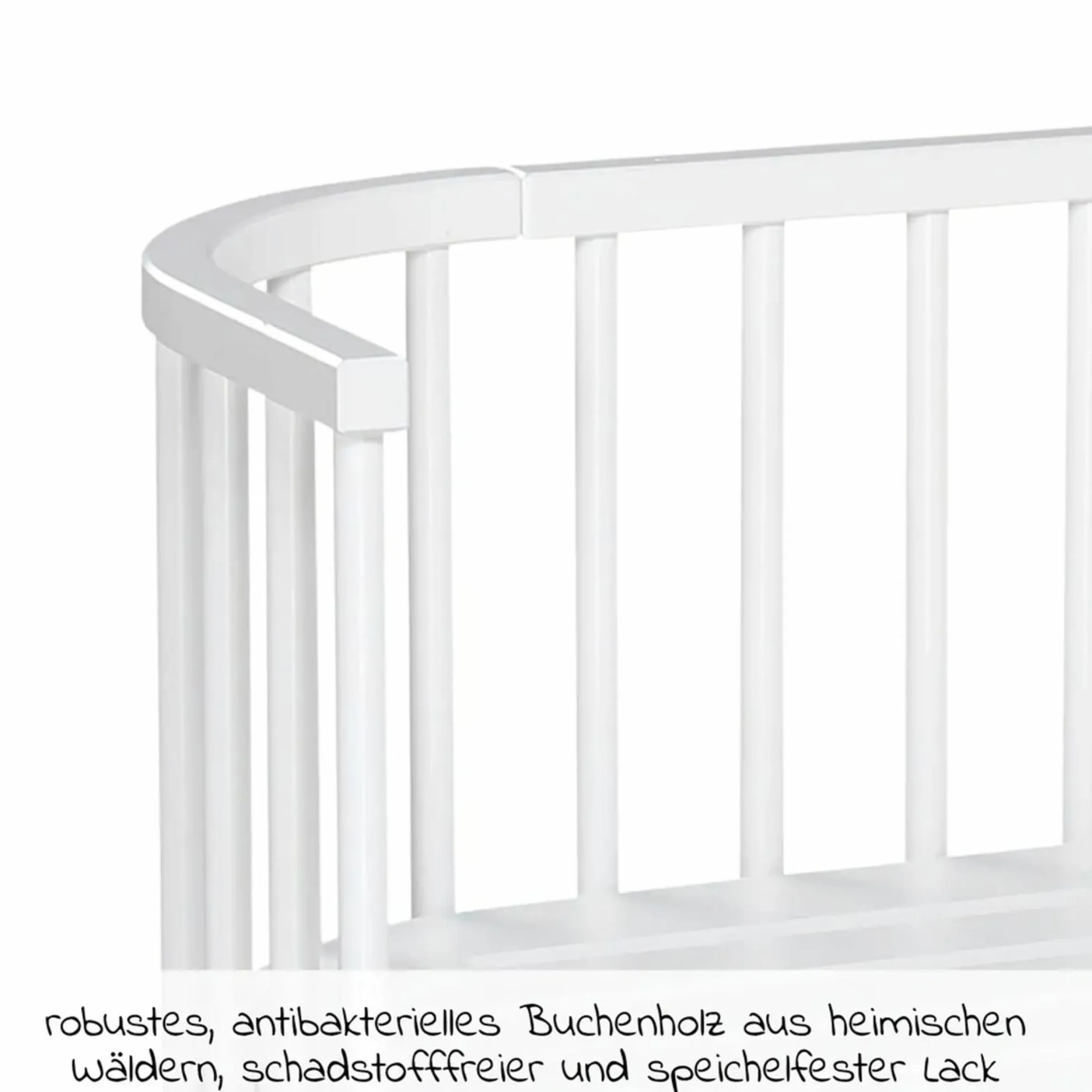 Beistellbett Maxi extra groß - auch für Zwillinge inkl. Gratis Matratze Classic Soft - Weiß lackiert - Kollektion 2024