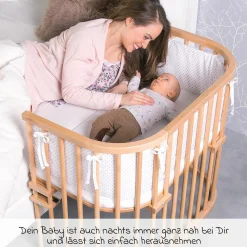 Beistellbett Maxi extra Groß - auch für Zwillinge - Natur lackiert - Kollektion 2024