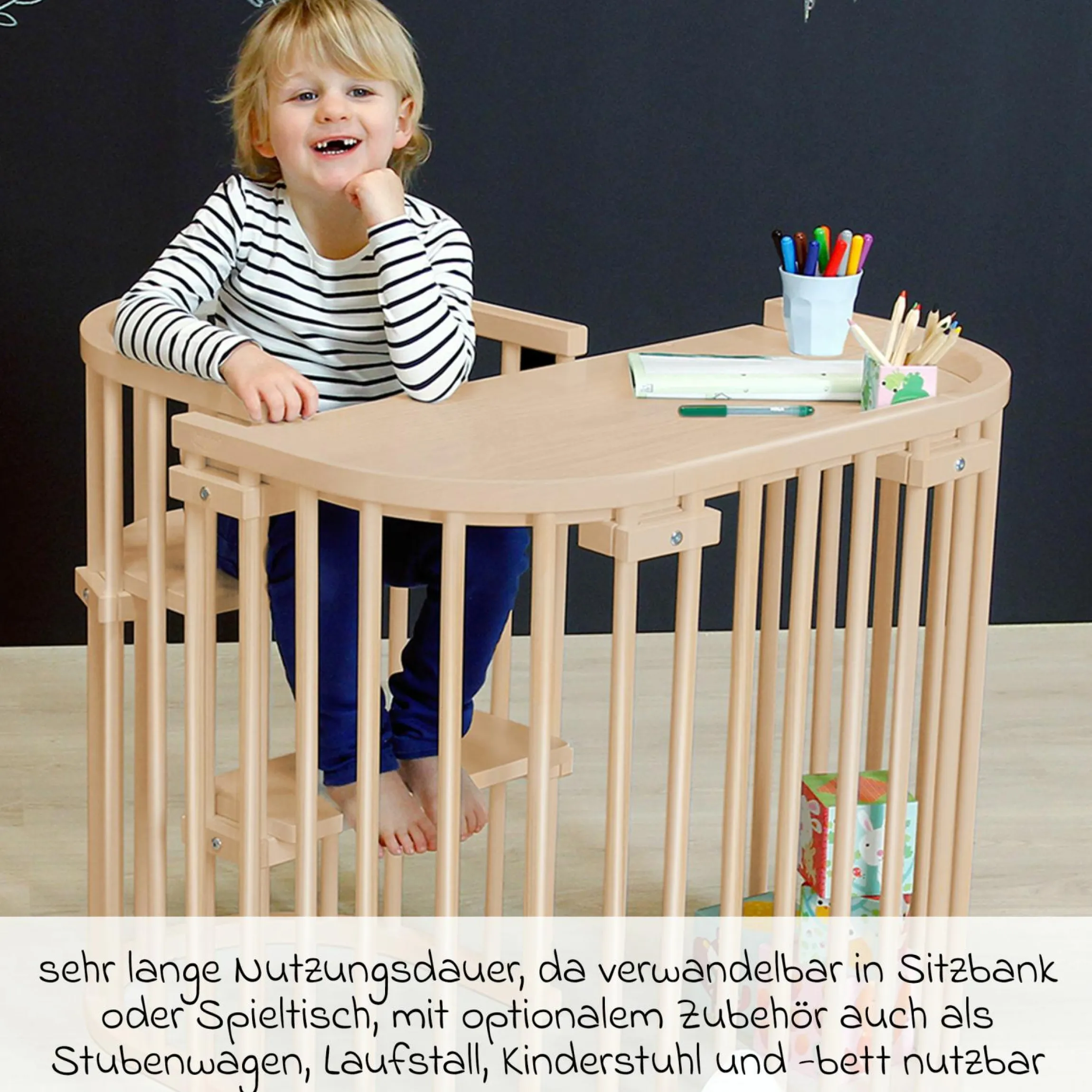 Beistellbett Maxi extra Groß - auch für Zwillinge - Natur lackiert - Kollektion 2024