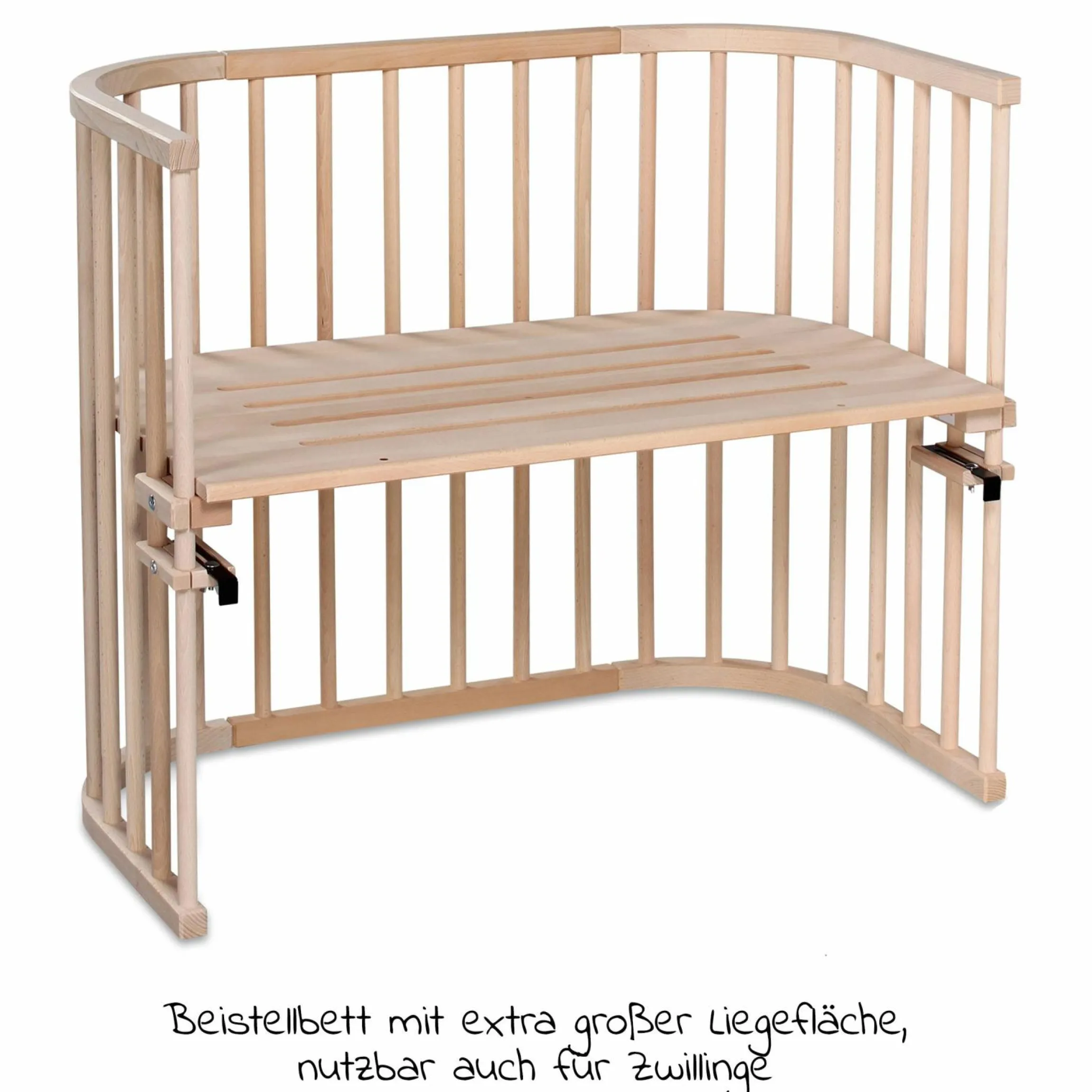 Beistellbett Maxi extra Groß - auch für Zwillinge - Natur unbehandelt - Kollektion 2024