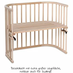 Beistellbett Maxi extra groß - auch für Zwillinge inkl. Gratis Matratze Classic Soft - Natur unbehandelt - Kollektion 2024
