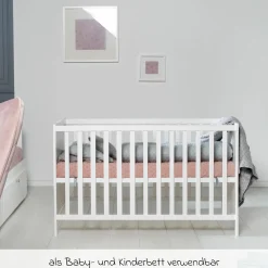Beistellbett mit safe asleep Matratze, 6-fach höhenverstellbarem Lattenrost & 5 Schlupfsprossen 60 x 120 cm - Universal - Weiß
