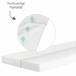 Beistellbett mit safe asleep Matratze, 6-fach höhenverstellbarem Lattenrost & 5 Schlupfsprossen 60 x 120 cm - Universal - Weiß