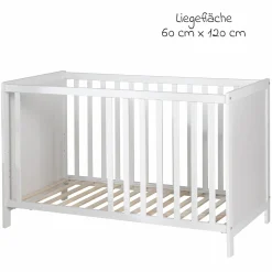 Beistellbett mit safe asleep Matratze, 6-fach höhenverstellbarem Lattenrost & 5 Schlupfsprossen 60 x 120 cm - Universal - Weiß