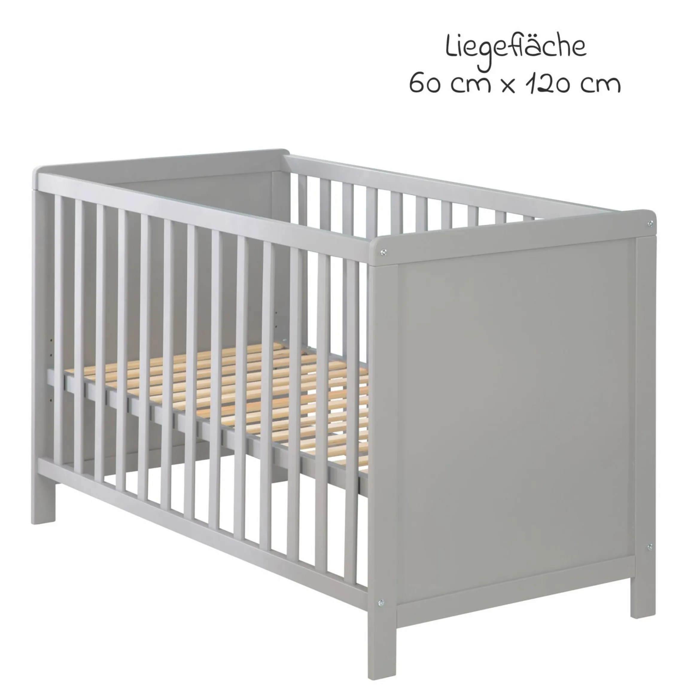Beistellbett mit safe asleep Matratze, 6-fach höhenverstellbarem Lattenrost & 5 Schlupfsprossen 60 x 120 cm - Universal - Taupe