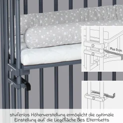 Beistellbett Original - Schiefergrau lackiert - Kollektion 2024