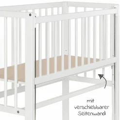 Beistellbett Premium Vario 2in1 - (auch für Boxspringbetten) - Weiß