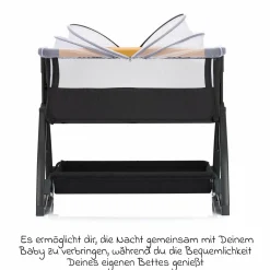 Beistellbett Scandic mit Wippfunktion, höhenverstellbar inkl. Matratze, Innenbezg & Mückennetz - Grau Melange