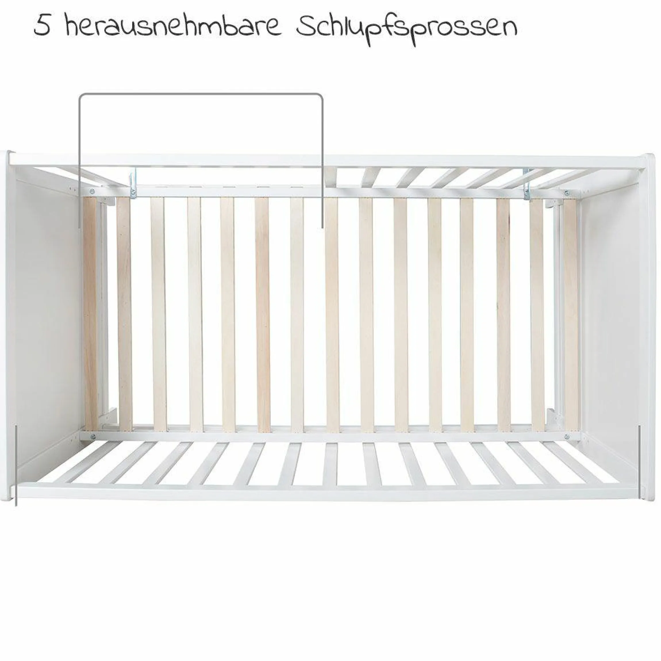 Beistellbett und Kinderbett Hamburg 60 x 120 cm - Weiß