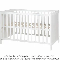 Beistellbett und Kinderbett Hamburg 60 x 120 cm - Weiß