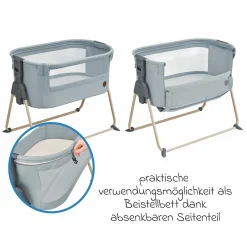 Beistellbettchen Tori Beyond Eco Care ab Geburt - 6 Monate inkl. Matratze & Tragetasche - Grey - Kollektion 2025