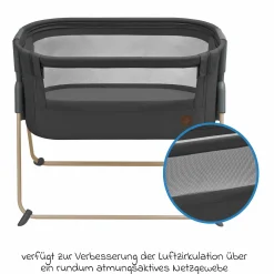 Beistellbettchen Tori Beyond Eco Care ab Geburt - 6 Monate inkl. Matratze & Tragetasche - Graphite - Kollektion 2025