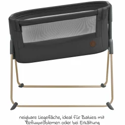 Beistellbettchen Tori Beyond Eco Care ab Geburt - 6 Monate inkl. Matratze & Tragetasche - Graphite - Kollektion 2025