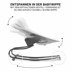Beta Plus Dark Grey 5-tlg. Newborn Set - Hochstuhl + 2in1 Neugeborenen-Aufsatz & Wippe Premium + Essbrett + Sitzkissen - Light Grey
