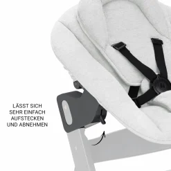 Beta Plus Dark Grey 5-tlg. Newborn Set - Hochstuhl + 2in1 Neugeborenen-Aufsatz & Wippe Premium + Essbrett + Sitzkissen - Light Grey
