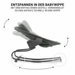 Beta Plus Dark Grey 5-tlg. Newborn Set - Hochstuhl + 2in1 Neugeborenen-Aufsatz & Wippe Premium, Essbrett, Sitzkissen - Dark Grey