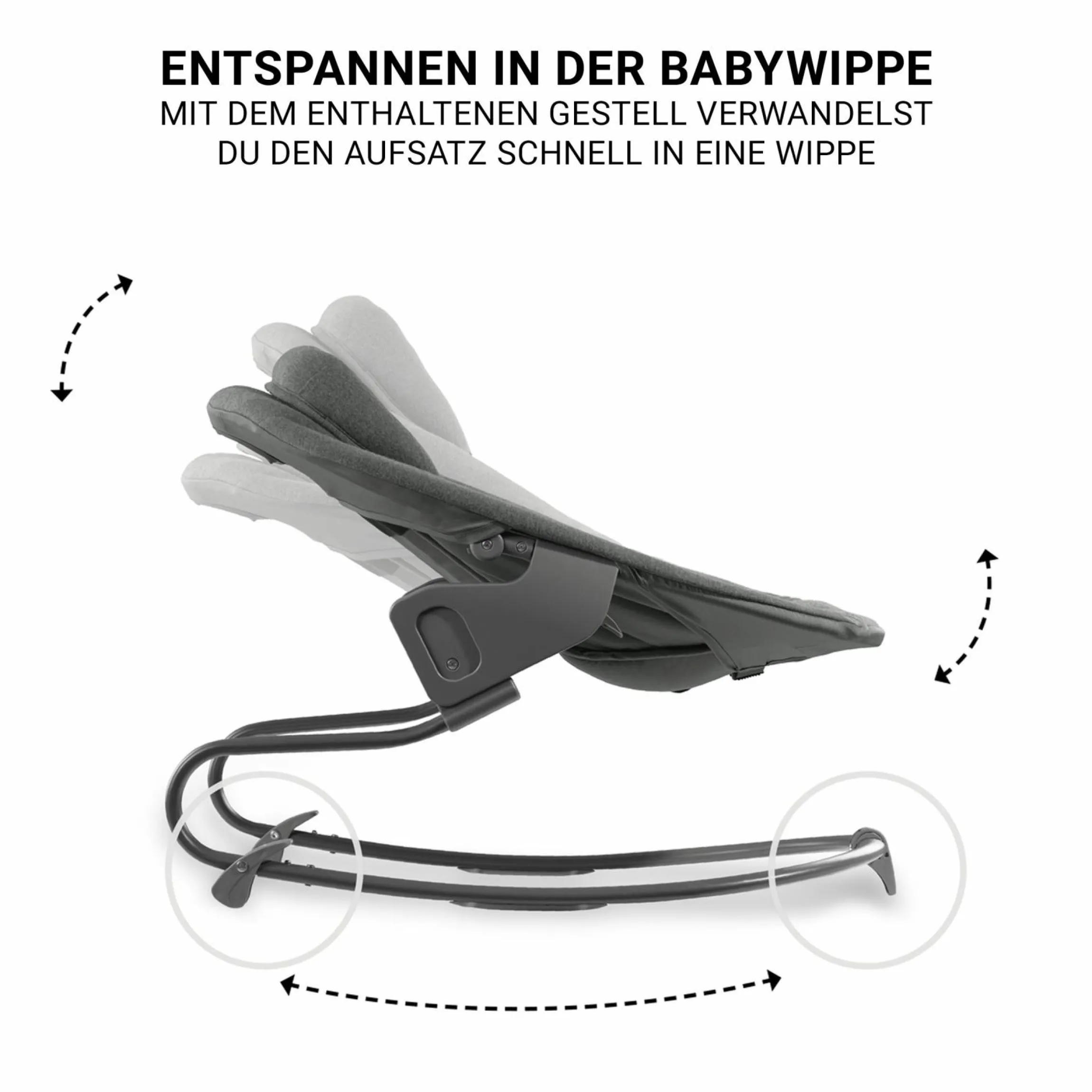 Beta Plus Dark Grey 5-tlg. Newborn Set - Hochstuhl + 2in1 Neugeborenen-Aufsatz & Wippe Premium, Essbrett, Sitzkissen - Dark Grey