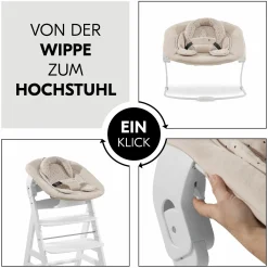 Beta Plus Natural 5-tlg. Newborn Set - Hochstuhl + 2in1 Neugeborenen-Aufsatz & Wippe + Essbrett + Sitzkissen - Disney Winnie the Pooh - Beige