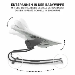 Beta Plus Natural 5-tlg. Newborn Set - Hochstuhl + 2in1 Neugeborenen-Aufsatz & Wippe Premium + Essbrett + Sitzkissen - Light Grey