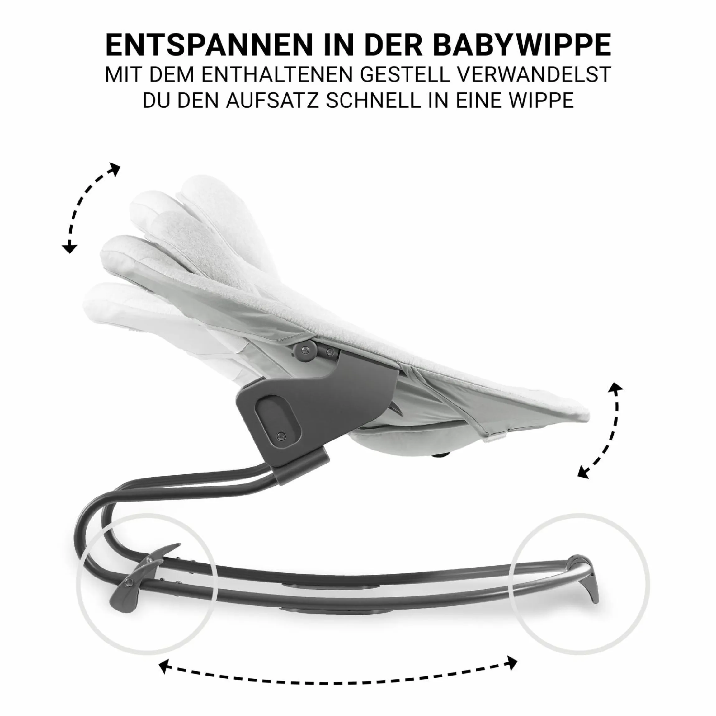 Beta Plus Natural 5-tlg. Newborn Set - Hochstuhl + 2in1 Neugeborenen-Aufsatz & Wippe Premium + Essbrett + Sitzkissen - Light Grey