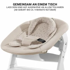 Beta Plus White 5-tlg. Newborn Set - Hochstuhl + 2in1 Neugeborenen-Aufsatz & Wippe + Essbrett + Sitzkissen - Disney - Winnie the Pooh Beige