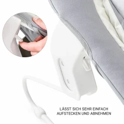 Beta Plus White 5-tlg. Newborn Set - Hochstuhl + 2in1 Neugeborenen-Aufsatz & Wippe, Essbrett, Sitzkissen - Stretch Grey