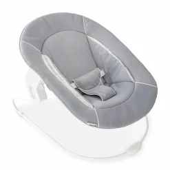 Beta Plus White 5-tlg. Newborn Set - Hochstuhl + 2in1 Neugeborenen-Aufsatz & Wippe, Essbrett, Sitzkissen - Stretch Grey
