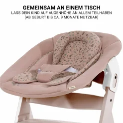 Beta Plus Whitewashed 5-tlg. Newborn Set - Hochstuhl + 2in1 Neugeborenen-Aufsatz & Wippe + Essbrett + Sitzkissen - Disney - Bambi Rose