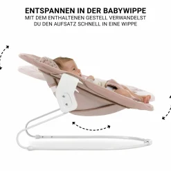 Beta Plus Whitewashed 5-tlg. Newborn Set - Hochstuhl + 2in1 Neugeborenen-Aufsatz & Wippe + Essbrett + Sitzkissen - Disney - Bambi Rose