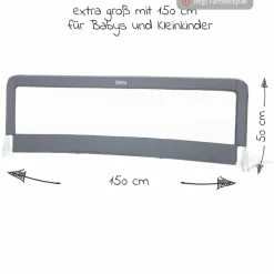 Bettgitter Emma klappbar für Standart & Boxspringbetten 150 x 50 cm - Grau
