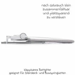 Bettgitter Lara mit Klappmechanismus für Standard- und Boxspringbetten inkl. Spanngurt - Grau
