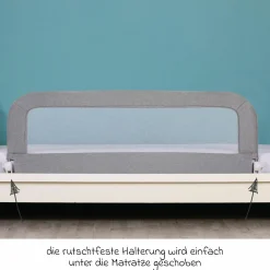 Bettgitter Lara mit Klappmechanismus für Standard- und Boxspringbetten inkl. Spanngurt - Grau